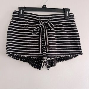 Madewell Black & White Stripe Knit Short Drawstring Shorts Size XXS